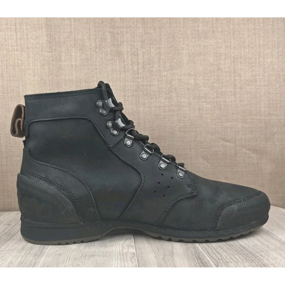 Sorel Ankeny Mid Hiker Mens 10.5 Black Nubuck Leather Waterproof Ankle Boots